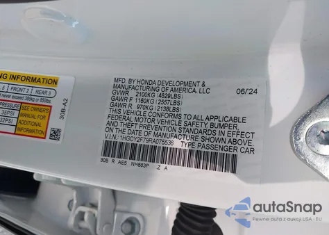 2024 Honda Accord Hybrid Sport-L from USA, damaged, VIN 1HGCY2F79RA075536